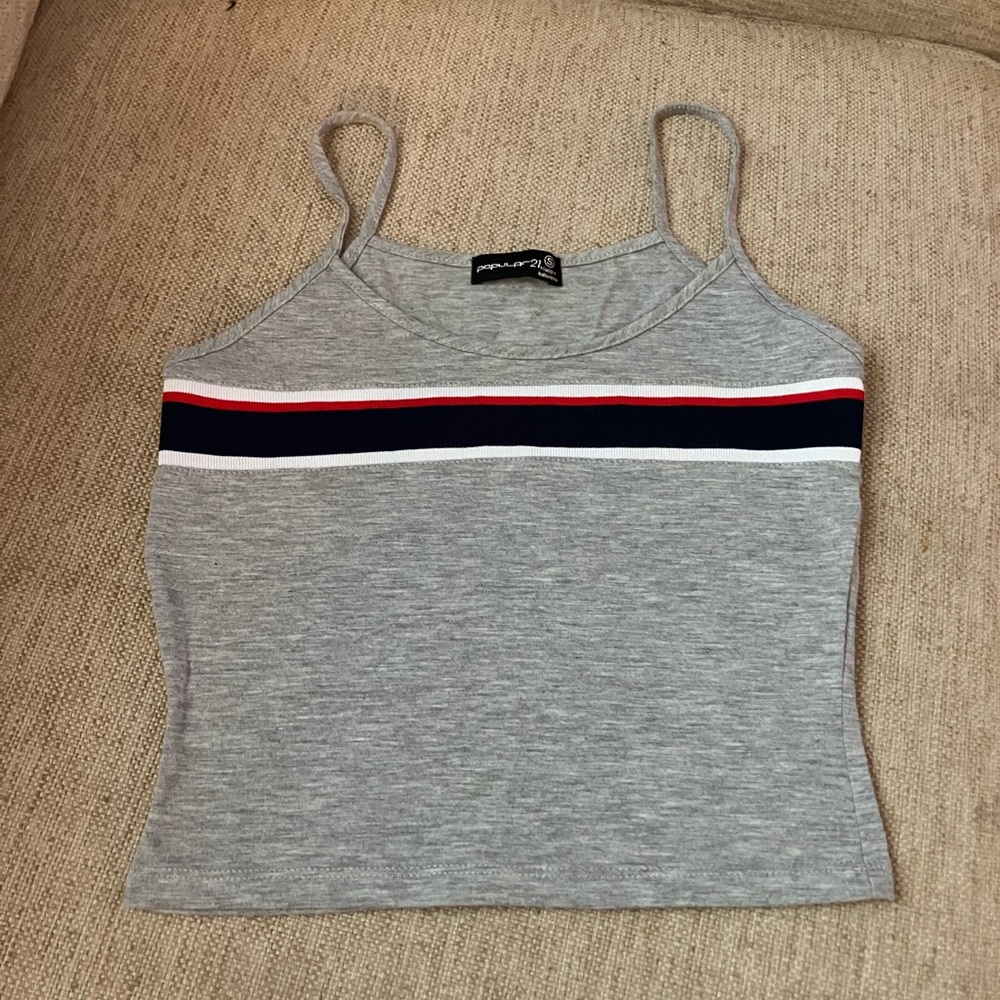 Gray striped crop top